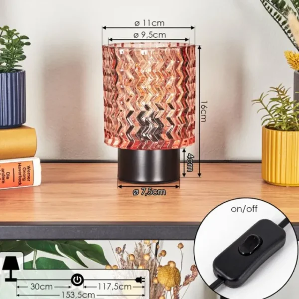 hofstein Falgorosa Lampe à poser Noir, 1 lumière* Lampes En Verre