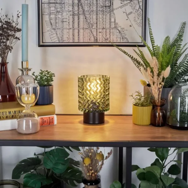 hofstein Falgorosa Lampe à poser Noir, 1 lumière* Lampes En Verre