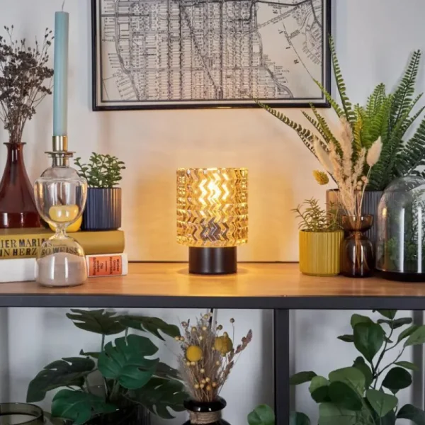 hofstein Falgorosa Lampe à poser Noir, 1 lumière* Lampes En Verre