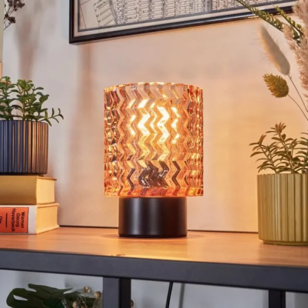hofstein Falgorosa Lampe à poser Noir, 1 lumière* Lampes En Verre