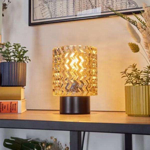 hofstein Falgorosa Lampe à poser Noir, 1 lumière* Lampes En Verre