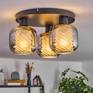 hofstein Fanhaes Plafonnier Chrome, Fumé, 3 lumières* Lampes Modernes