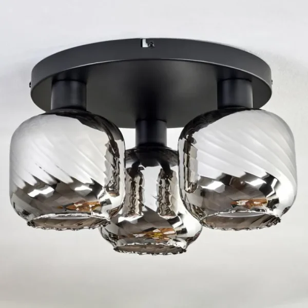 hofstein Fanhaes Plafonnier Chrome, Fumé, 3 lumières* Lampes Modernes