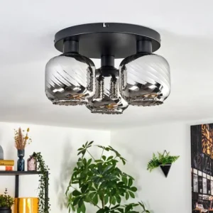 hofstein Fanhaes Plafonnier Chrome, Fumé, 3 lumières* Lampes Modernes