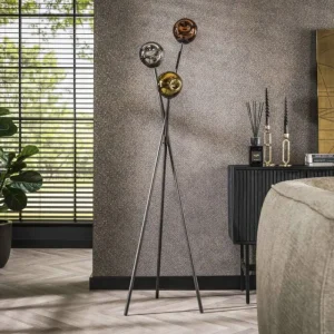 hofstein Fuensalida Lampadaire Anthracite, 3 lumières* Lampes En Verre