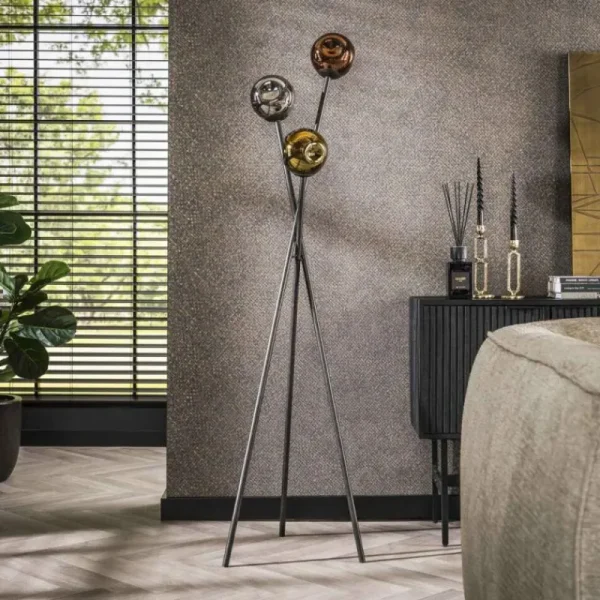 hofstein Fuensalida Lampadaire Anthracite, 3 lumières* Lampes En Verre