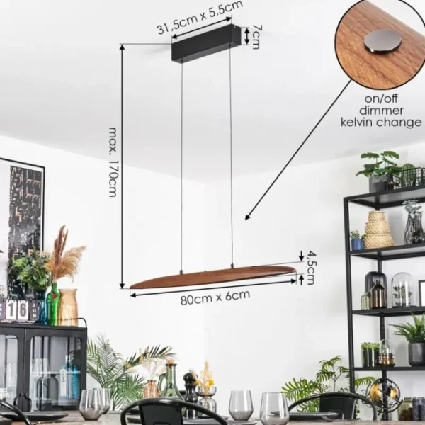 hofstein Fugelsta Suspension, Suspension LED Noir, 1 lumière* Lampes Modernes