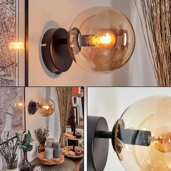 hofstein Gastor Boule lumineuse, Applique murale, Spot mural Ambre, 1 lumière* Lampes En Verre