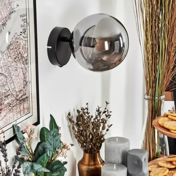 hofstein Gastor Boule lumineuse, Applique murale, Spot mural Fumé, 1 lumière* Lampes Modernes