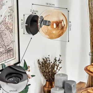 hofstein Gastor Boule lumineuse, Applique murale, Spot mural Ambre, 1 lumière* Lampes En Verre
