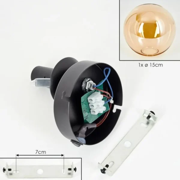 hofstein Gastor Boule lumineuse, Applique murale, Spot mural Ambre, 1 lumière* Lampes En Verre