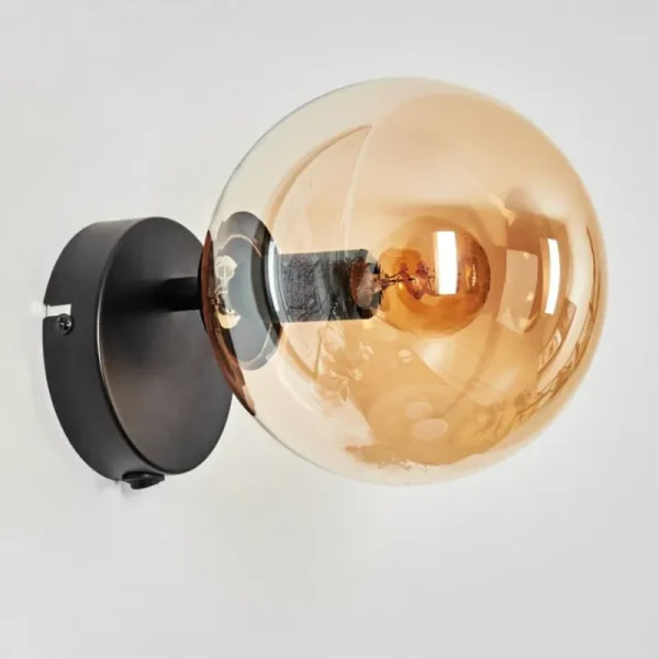 hofstein Gastor Boule lumineuse, Applique murale, Spot mural Ambre, 1 lumière* Lampes En Verre
