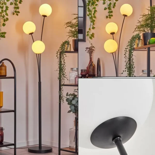 hofstein Gastor Boule lumineuse, Lampadaire Blanc, 3 lumières* Lampes En Verre