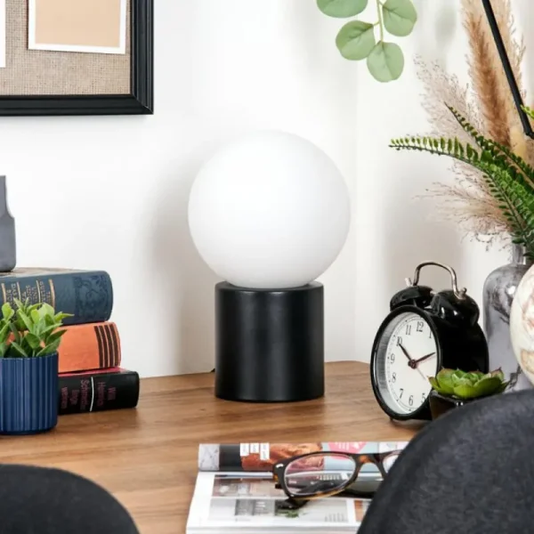 hofstein Gastor Boule lumineuse, Lampe de bureau, Lampe à poser 15 cm Blanc, 1 lumière* Lampes En Verre