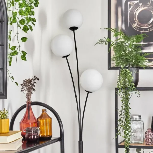 hofstein Gastor Boule lumineuse, Lampadaire Blanc, 3 lumières* Lampes En Verre