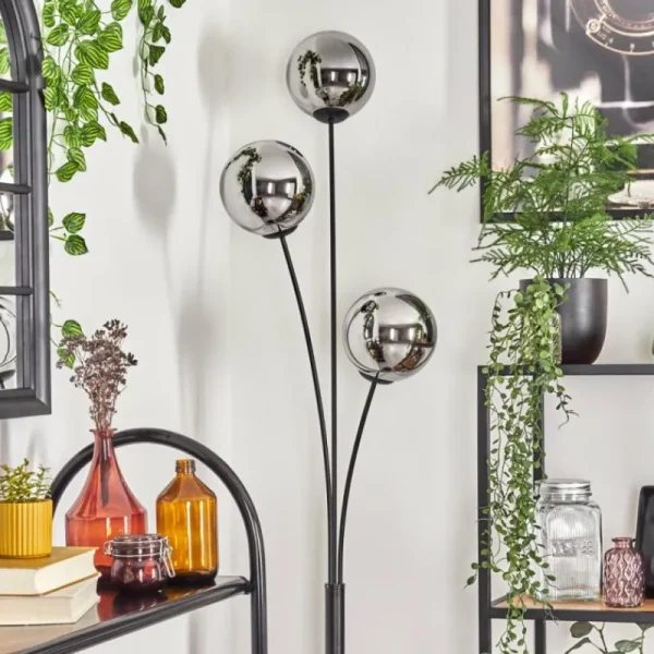 hofstein Gastor Boule lumineuse, Lampadaire Chrome, Fumé, 3 lumières* Lampes Modernes