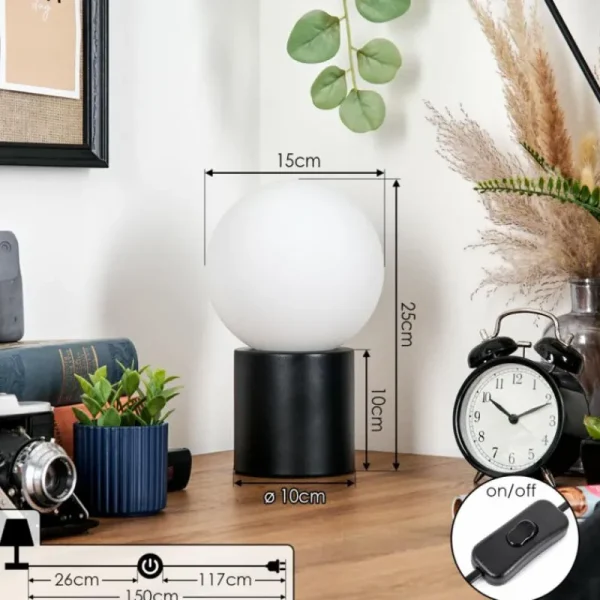hofstein Gastor Boule lumineuse, Lampe de bureau, Lampe à poser 15 cm Blanc, 1 lumière* Lampes En Verre