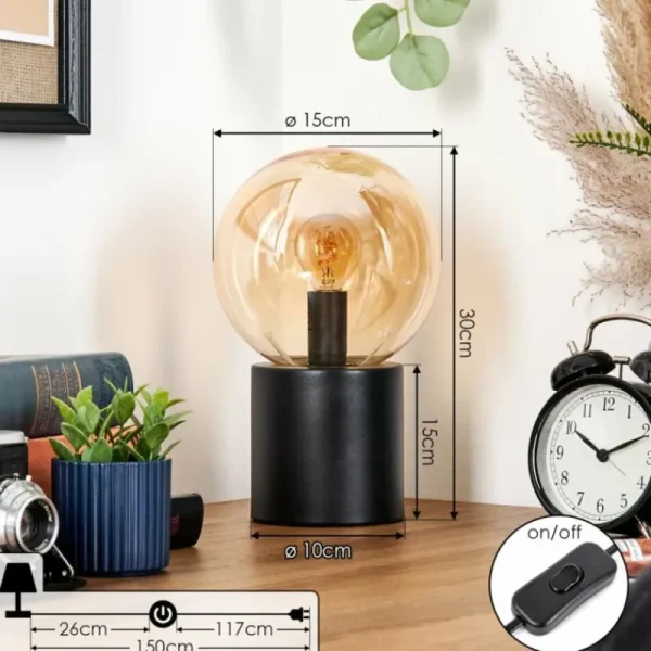 hofstein Gastor Boule lumineuse, Lampe de bureau, Lampe à poser Ambre, 1 lumière* Lampes En Verre