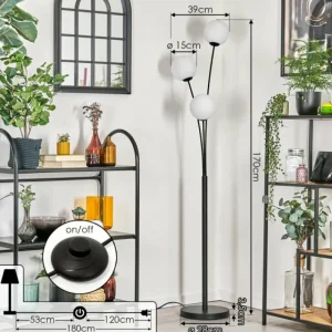 hofstein Gastor Boule lumineuse, Lampadaire Blanc, 3 lumières* Lampes En Verre