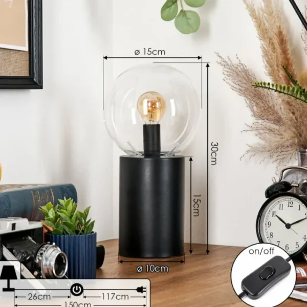 hofstein Gastor Boule lumineuse, Lampe de bureau, Lampe à poser Clair, 1 lumière* Lampes En Verre