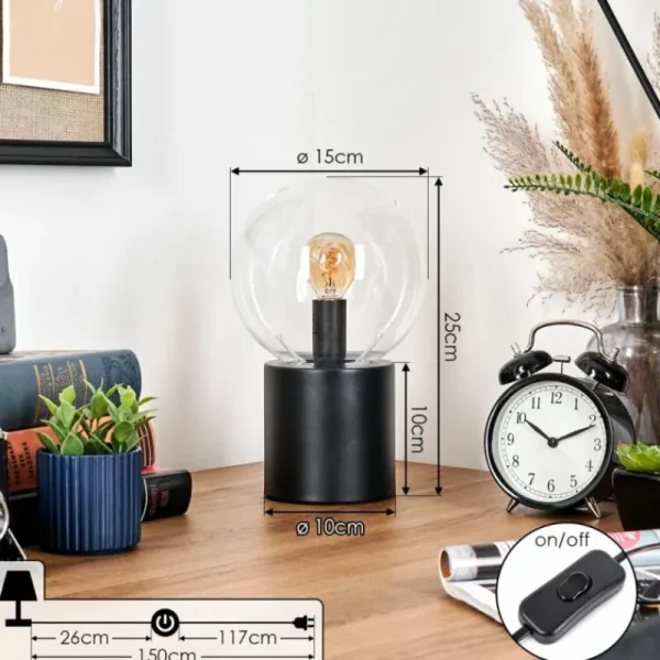 hofstein Gastor Boule lumineuse, Lampe de bureau, Lampe à poser Clair, 1 lumière* Lampes En Verre