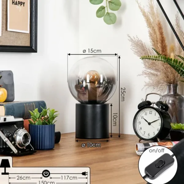 hofstein Gastor Boule lumineuse, Lampe de bureau, Lampe à poser Clair, Fumé, 1 lumière* Lampes Modernes