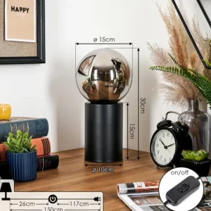 hofstein Gastor Boule lumineuse, Lampe de bureau, Lampe à poser Chrome, Fumé, 1 lumière* Lampes Modernes