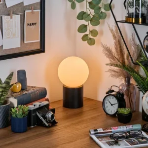 hofstein Gastor Boule lumineuse, Lampe de bureau, Lampe à poser 15 cm Blanc, 1 lumière* Lampes En Verre