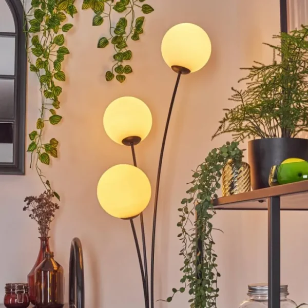 hofstein Gastor Boule lumineuse, Lampadaire Blanc, 3 lumières* Lampes En Verre