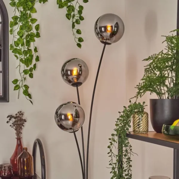 hofstein Gastor Boule lumineuse, Lampadaire Chrome, Fumé, 3 lumières* Lampes Modernes