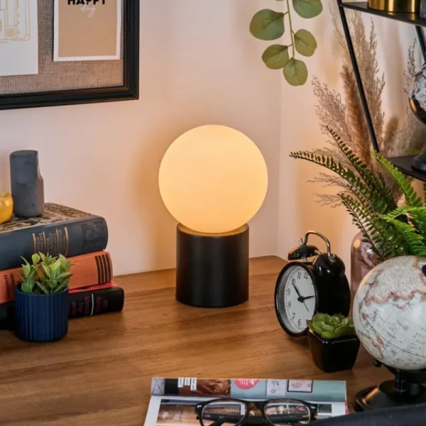 hofstein Gastor Boule lumineuse, Lampe de bureau, Lampe à poser 15 cm Blanc, 1 lumière* Lampes En Verre