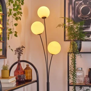 hofstein Gastor Boule lumineuse, Lampadaire Blanc, 3 lumières* Lampes En Verre