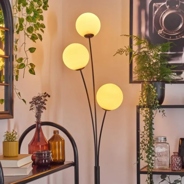 hofstein Gastor Boule lumineuse, Lampadaire Blanc, 3 lumières* Lampes En Verre