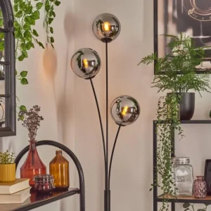 hofstein Gastor Boule lumineuse, Lampadaire Chrome, Fumé, 3 lumières* Lampes Modernes