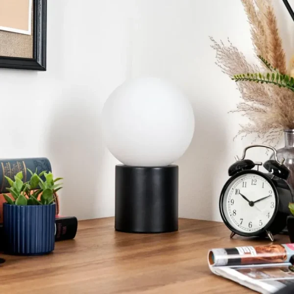hofstein Gastor Boule lumineuse, Lampe de bureau, Lampe à poser 15 cm Blanc, 1 lumière* Lampes En Verre