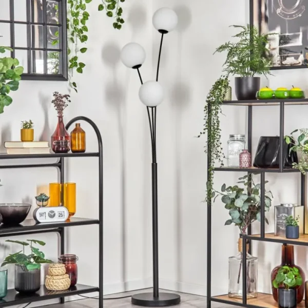 hofstein Gastor Boule lumineuse, Lampadaire Blanc, 3 lumières* Lampes En Verre