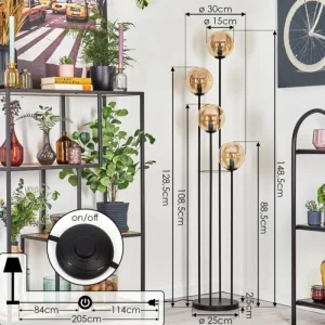 hofstein Gastor Lampadaire 30 cm Ambre, 4 lumières* Lampes En Verre