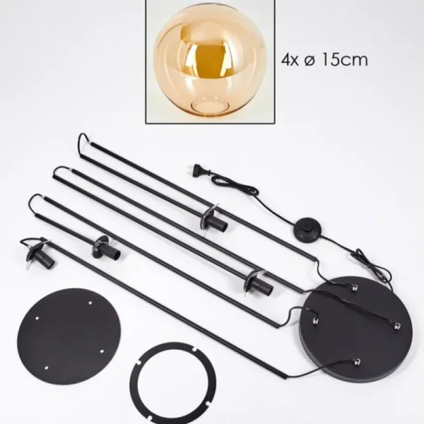 hofstein Gastor Lampadaire 30 cm Ambre, 4 lumières* Lampes En Verre