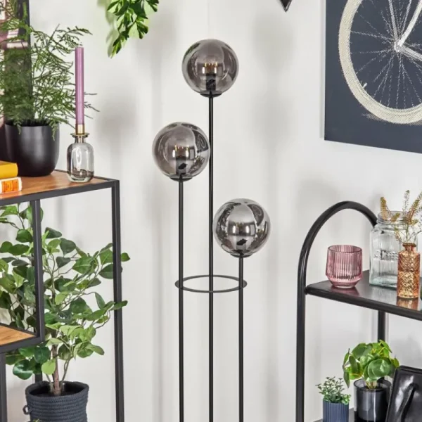 hofstein Gastor Lampadaire 25 cm Bois clair, Noir, 3 lumières* Lampes Modernes