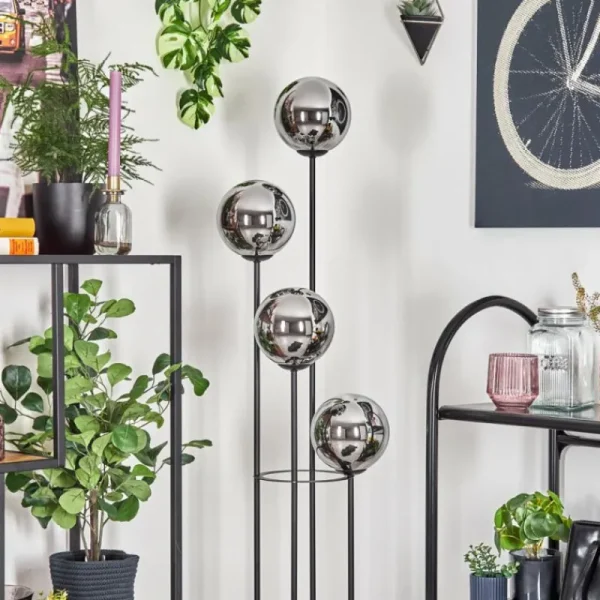 hofstein Gastor Lampadaire 25 cm Bois clair, Noir, 4 lumières* Lampes Modernes