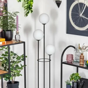 hofstein Gastor Lampadaire 30 cm Bois foncé, Noir, 3 lumières* Lampes Modernes