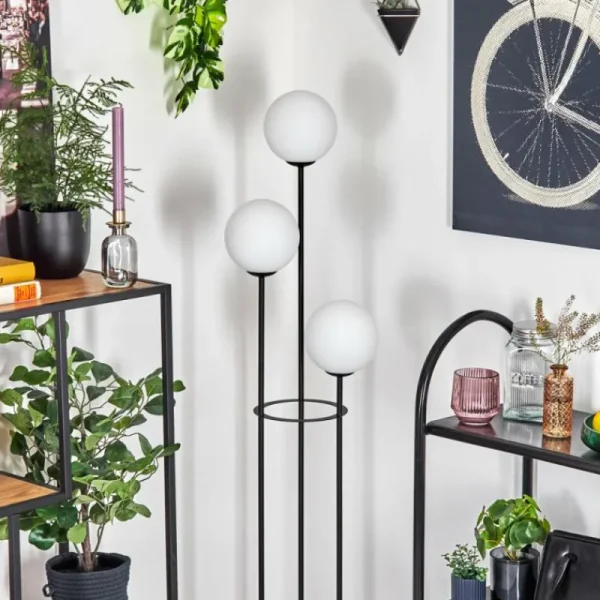 hofstein Gastor Lampadaire 30 cm Bois foncé, Noir, 3 lumières* Lampes Modernes