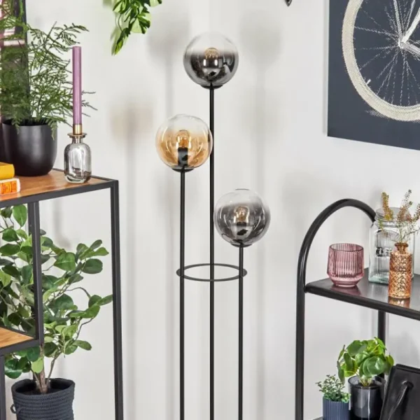 hofstein Gastor Lampadaire 25 cm Bois clair, Noir, 3 lumières* Lampes Modernes