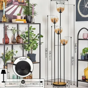 hofstein Gastor Lampadaire 30 cm Bois foncé, Noir, 4 lumières* Lampes Modernes