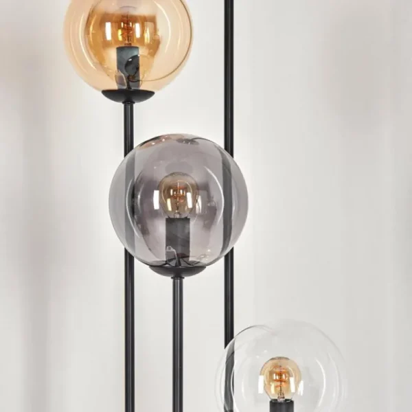 hofstein Gastor Lampadaire 30 cm Bois clair, Noir, 4 lumières* Lampes Modernes