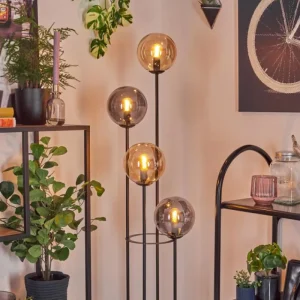 hofstein Gastor Lampadaire 30 cm Bois foncé, Noir, 4 lumières* Lampes Modernes