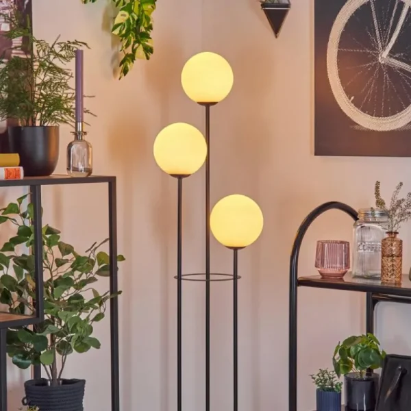 hofstein Gastor Lampadaire 30 cm Bois foncé, Noir, 3 lumières* Lampes Modernes