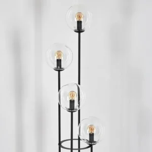 hofstein Gastor Lampadaire 30 cm Bois foncé, Noir, 4 lumières* Lampes Modernes