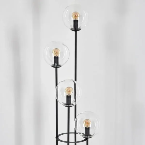 hofstein Gastor Lampadaire 30 cm Bois foncé, Noir, 4 lumières* Lampes Modernes