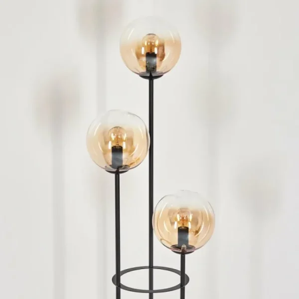 hofstein Gastor Lampadaire 30 cm Bois foncé, Noir, 3 lumières* Lampes Modernes
